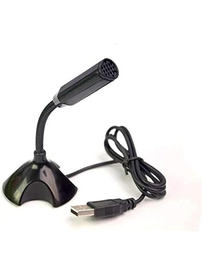 ميكروفون ستوديو صغير محمول بمنفذ USB مع حامل – مناسب للكمبيوتر واللاب توب – لون أسود - Image 1